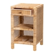 Baxton Studio Bella Brown Mahogany Wood and Natural Rattan 1-Drawer Nightstand