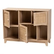 Baxton Studio Elsbeth Light Brown Wood and Natural Rattan 3-Door Sideboard