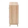 Baxton Studio Elsbeth Light Brown Wood and Natural Rattan 3-Door Sideboard