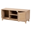 Baxton Studio Elsbeth Brown Finished Wood and Natural Rattan 2-Door TV Stand