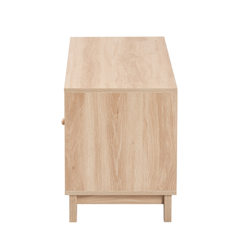 Baxton Studio Elsbeth Brown Finished Wood and Natural Rattan 2-Door TV Stand