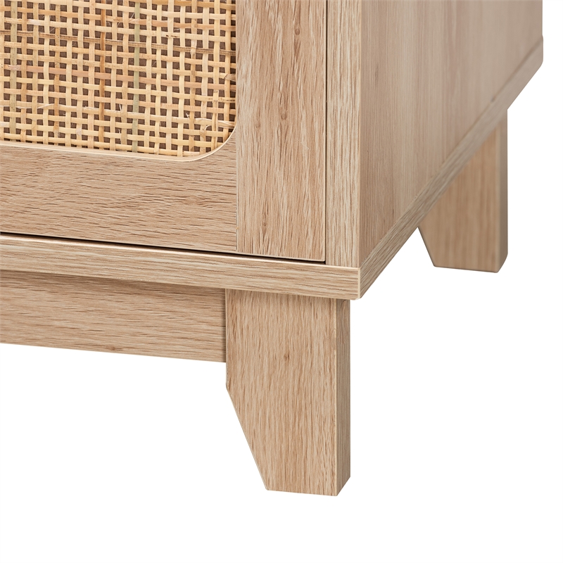 Baxton Studio Elsbeth Brown Finished Wood and Natural Rattan 2-Door TV Stand