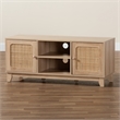 Baxton Studio Elsbeth Brown Finished Wood and Natural Rattan 2-Door TV Stand