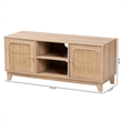 Baxton Studio Elsbeth Brown Finished Wood and Natural Rattan 2-Door TV Stand