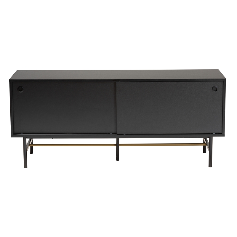 Baxton Studio Truett Brown Wood and Two-Tone Black and Gold Metal TV Stand