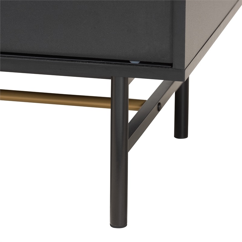Baxton Studio Truett Brown Wood and Two-Tone Black and Gold Metal TV Stand
