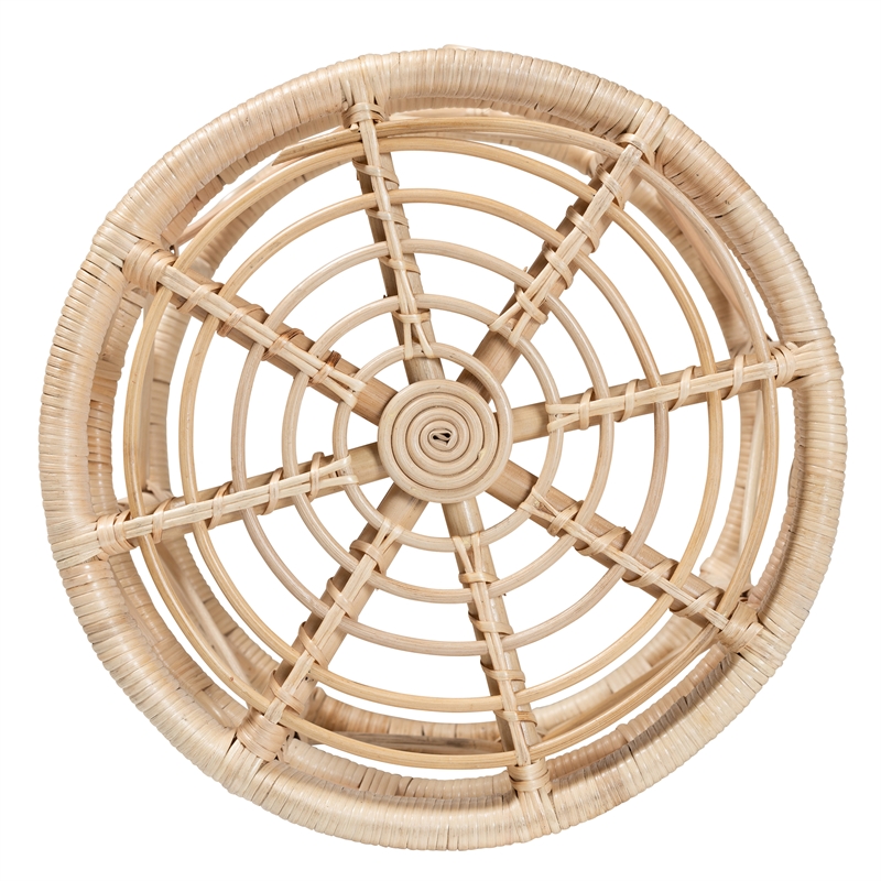 Baxton Studio Natural Brown Rattan 2-Piece Nesting End Table Set