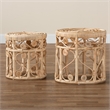 Baxton Studio Natural Brown Rattan 2-Piece Nesting End Table Set