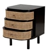 Baxton Studio Nabila Black Bayur Wood and Rattan 3-Drawer End Table Nightstand