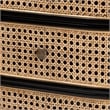 Baxton Studio Nabila Black Bayur Wood and Rattan 3-Drawer End Table Nightstand