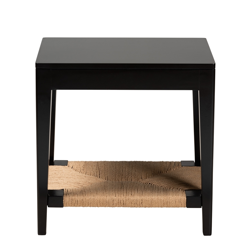 Baxton Studio Freya Modern Bohemian Black Finished Bayur Wood End Table