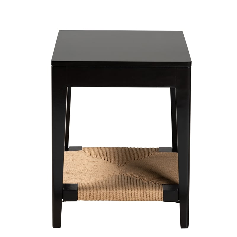 Baxton Studio Freya Modern Bohemian Black Finished Bayur Wood End Table