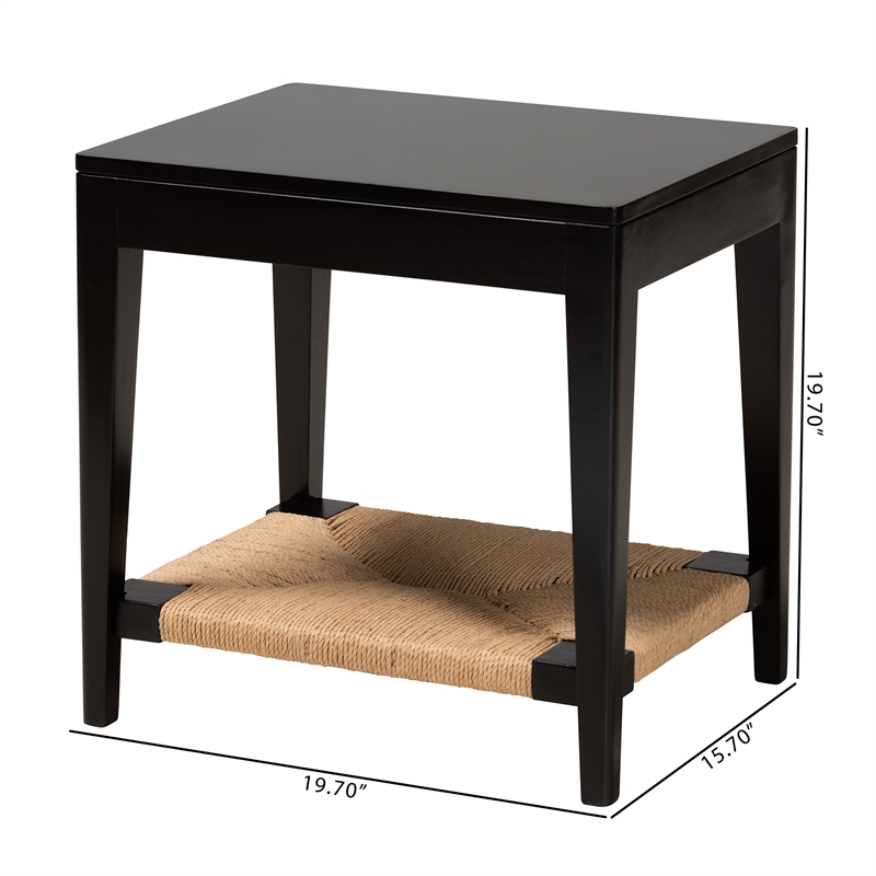 Baxton Studio Freya Modern Bohemian Black Finished Bayur Wood End Table