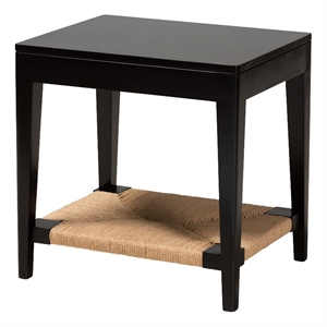 Baxton Studio Freya Modern Bohemian Black Finished Bayur Wood End Table