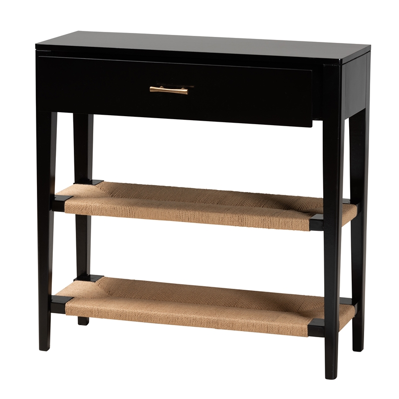 Baxton Studio Freya Black Finished Bayur Wood 1-Drawer Console Table