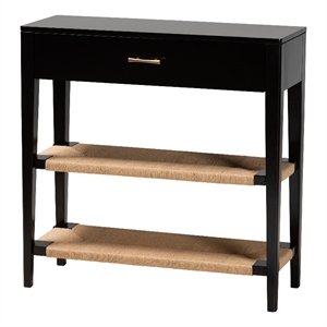 Baxton Studio Freya Black Finished Bayur Wood 1-Drawer Console Table