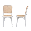 Baxton Studio Neah Japandi White Wood and Natural Rattan Dining Chair