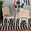 Baxton Studio Neah Japandi White Wood and Natural Rattan Dining Chair