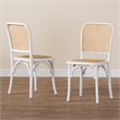 Baxton Studio Neah Japandi White Wood and Natural Rattan Dining Chair