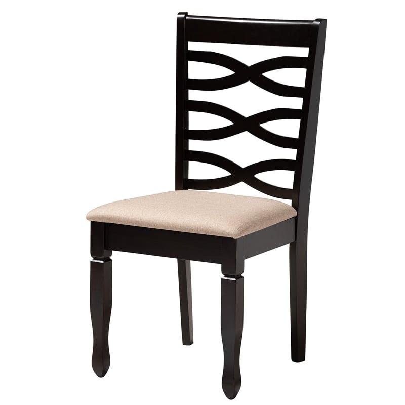 Baxton Studio Ruby Beige Fabric and Dark Brown Wood 5-Piece Dining Set