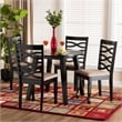 Baxton Studio Ruby Beige Fabric and Dark Brown Wood 5-Piece Dining Set