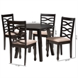 Baxton Studio Ruby Beige Fabric and Dark Brown Wood 5-Piece Dining Set