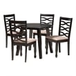 Baxton Studio Ruby Beige Fabric and Dark Brown Wood 5-Piece Dining Set
