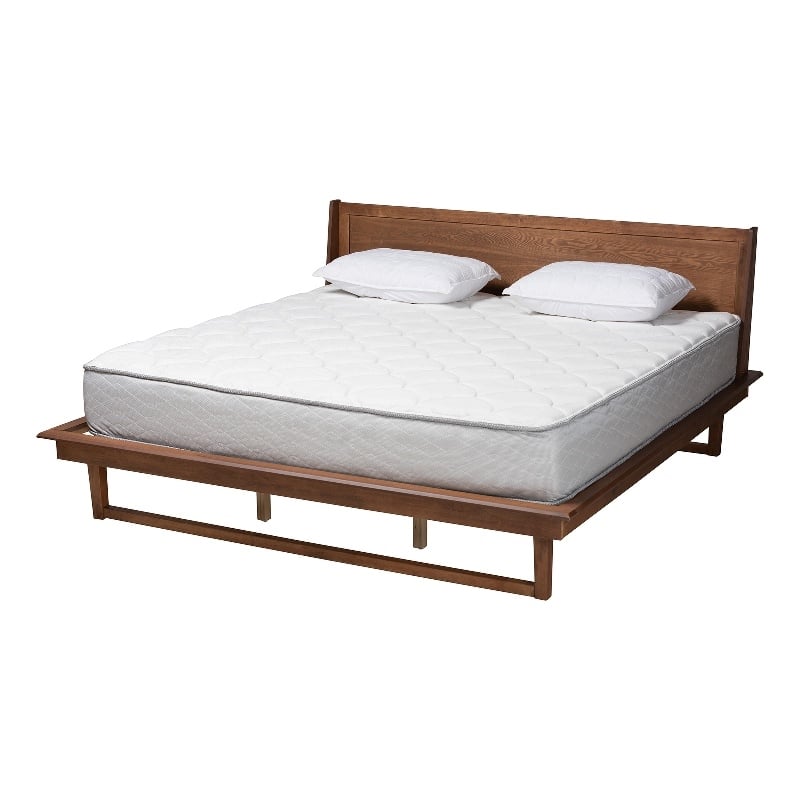 Baxton Studio Macayle Ash Walnut Finished Wood Queen Size Platform Bed