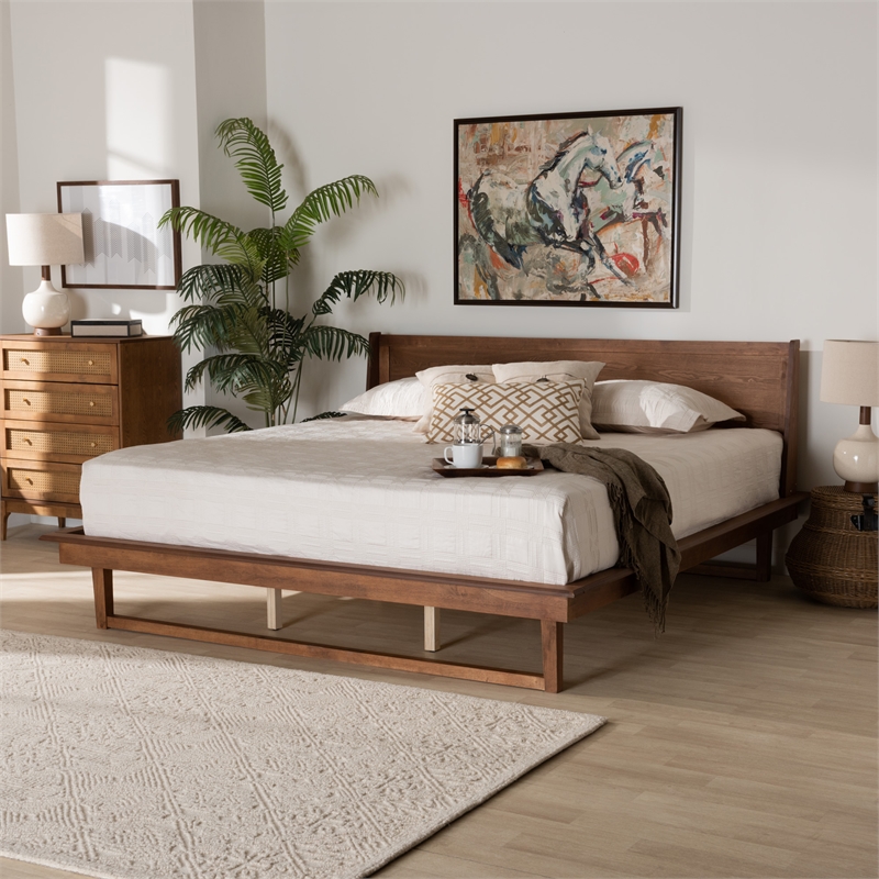 Baxton Studio Macayle Ash Walnut Finished Wood King Size Platform Bed
