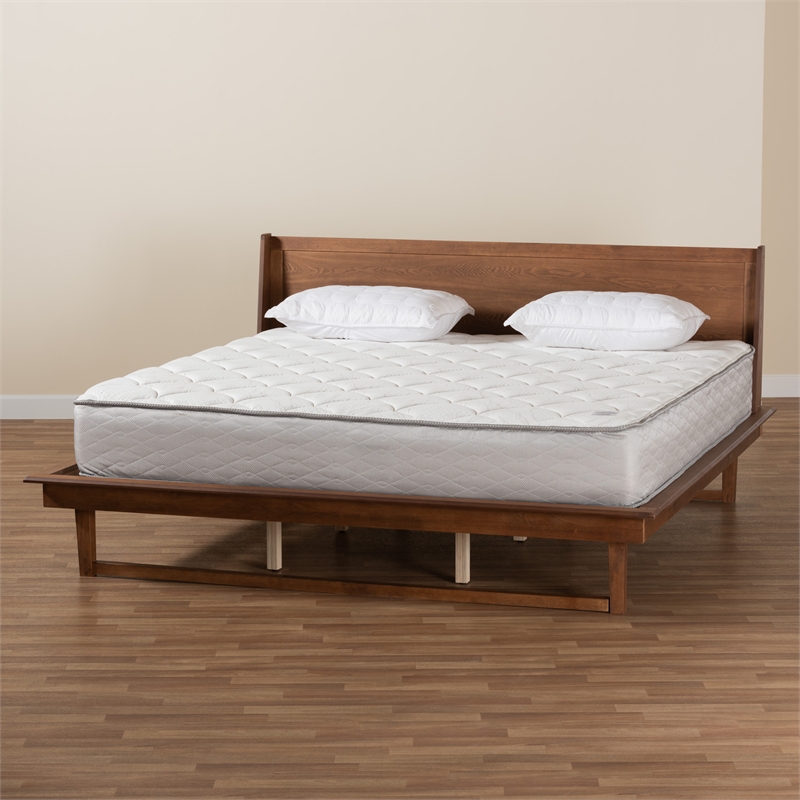 Baxton Studio Macayle Ash Walnut Finished Wood King Size Platform Bed