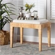 Baxton Studio Sofia Natural Brown Rattan and Mahogany Wood Ottoman