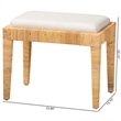 Baxton Studio Sofia Natural Brown Rattan and Mahogany Wood Ottoman