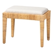 Baxton Studio Sofia Natural Brown Rattan and Mahogany Wood Ottoman