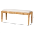 Baxton Studio Sofia Bohemian Natural Brown Rattan and Mahogany Wood Bench