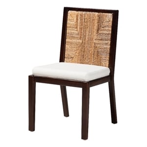 Baxton Studio Joana Dark Brown Mahogany Wood and Abaca Dining Side Chair
