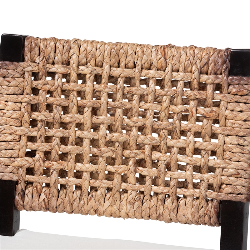 Baxton Studio Alise Dark Brown Mahogany Wood and Banana Fiber Counter Stool