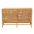 Baxton Studio Vivan Natural Brown Rattan and Mahogany Wood Storage Cabinet