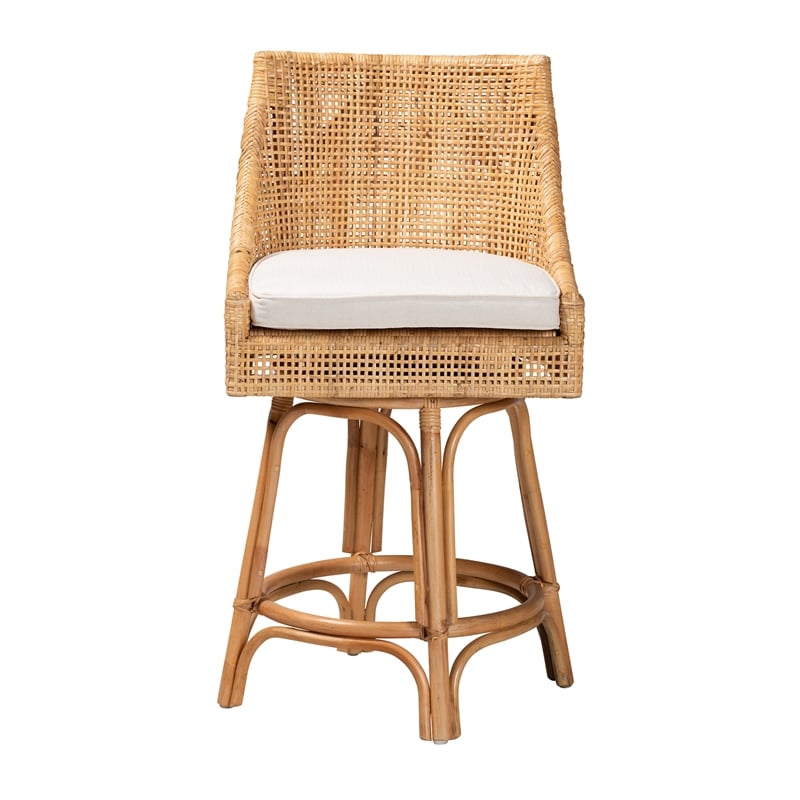 baxton studio bella modern bohemian natural brown rattan counter stool