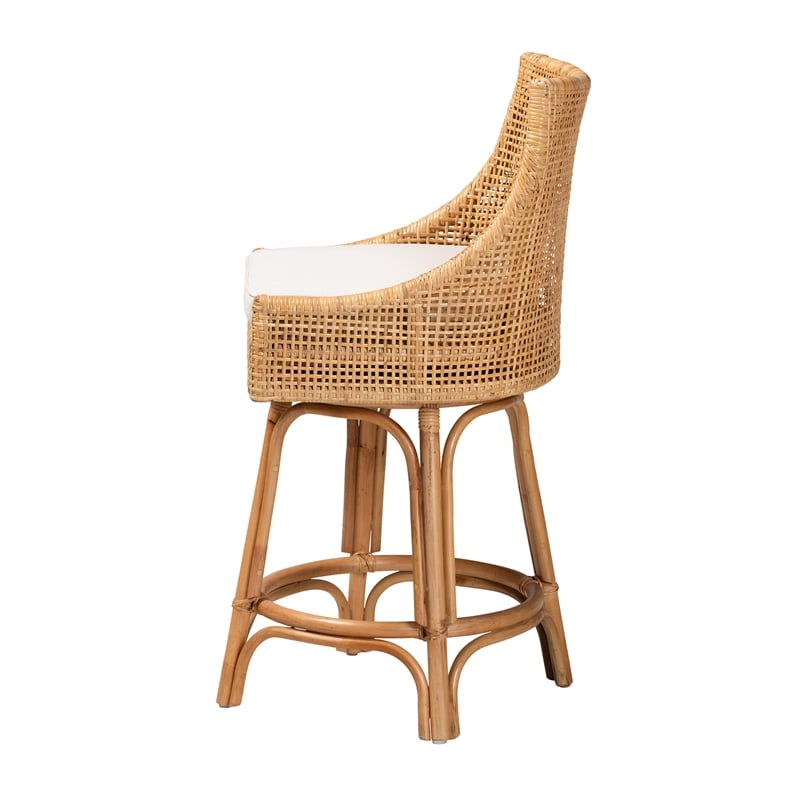 baxton studio bella modern bohemian natural brown rattan counter stool