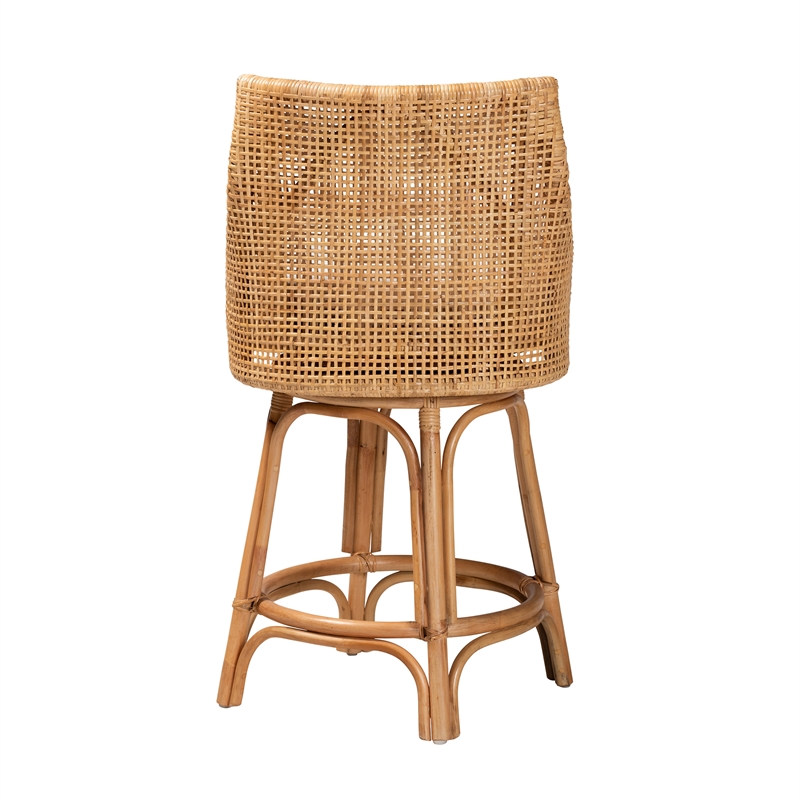 baxton studio bella modern bohemian natural brown rattan counter stool