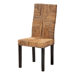 Baxton Studio Laymi Dark Brown Mahogany Wood and Banana Fiber Dining Chair