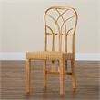 Baxton Studio Monaco Oak Brown Mahogany Wood and Natural Rattan Dining Chair