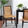Baxton Studio Lingga Dark Brown Mahogany Wood and Natural Rattan Dining Chair