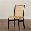 Baxton Studio Lingga Dark Brown Mahogany Wood and Natural Rattan Dining Chair