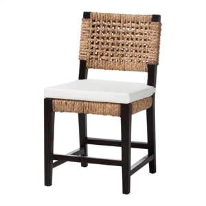 Baxton Studio Alise Dark Brown Mahogany Wood and Banana Fiber Dining Chair