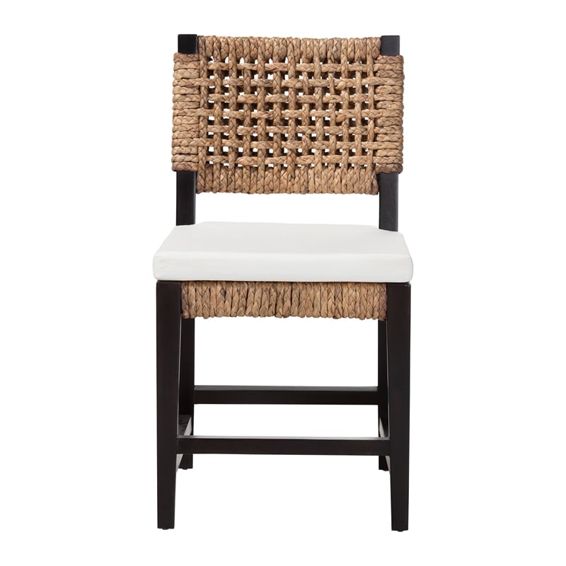 Baxton Studio Alise Dark Brown Mahogany Wood and Banana Fiber Dining Chair