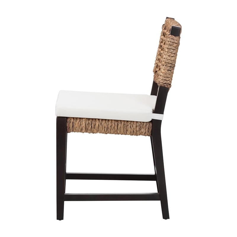 Baxton Studio Alise Dark Brown Mahogany Wood and Banana Fiber Dining Chair