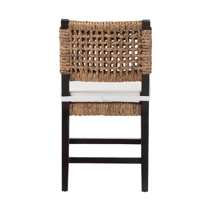Baxton Studio Alise Dark Brown Mahogany Wood and Banana Fiber Dining Chair