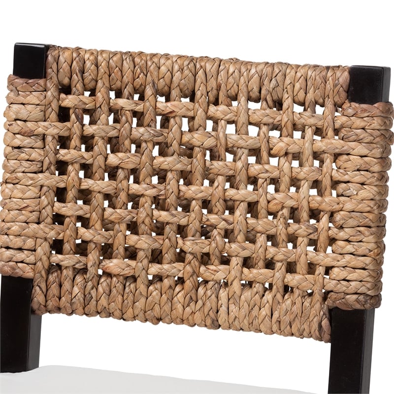 Baxton Studio Alise Dark Brown Mahogany Wood and Banana Fiber Dining Chair