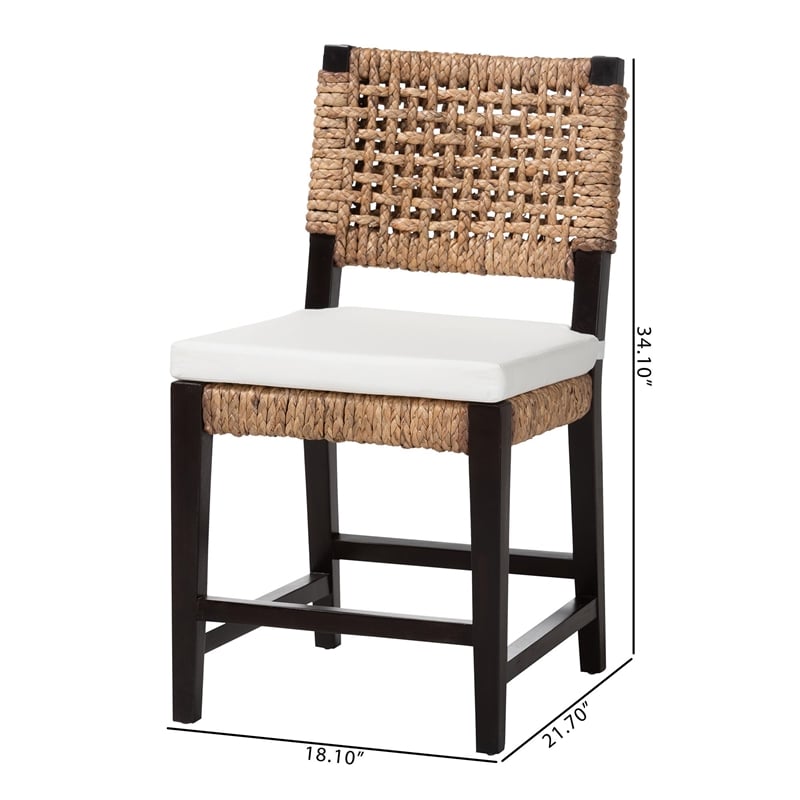 Baxton Studio Alise Dark Brown Mahogany Wood and Banana Fiber Dining Chair